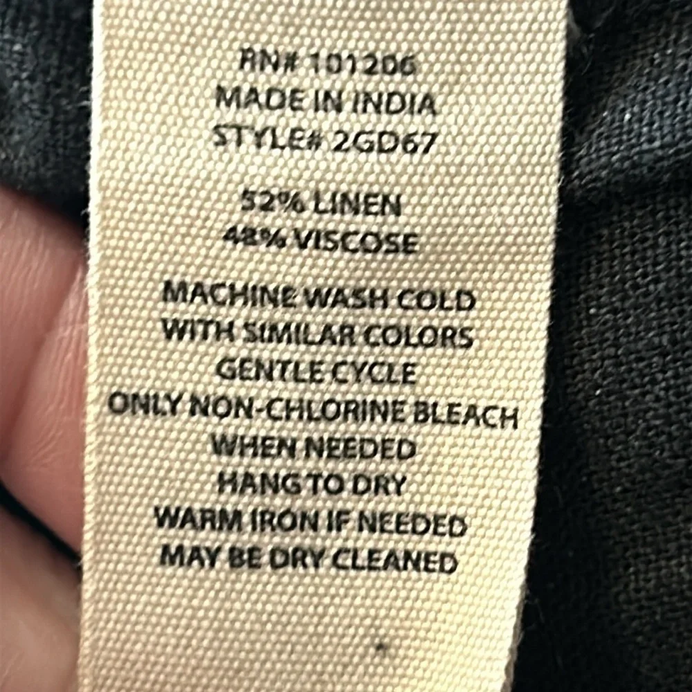 Soft Surroundings black linen blend wide leg pants size small